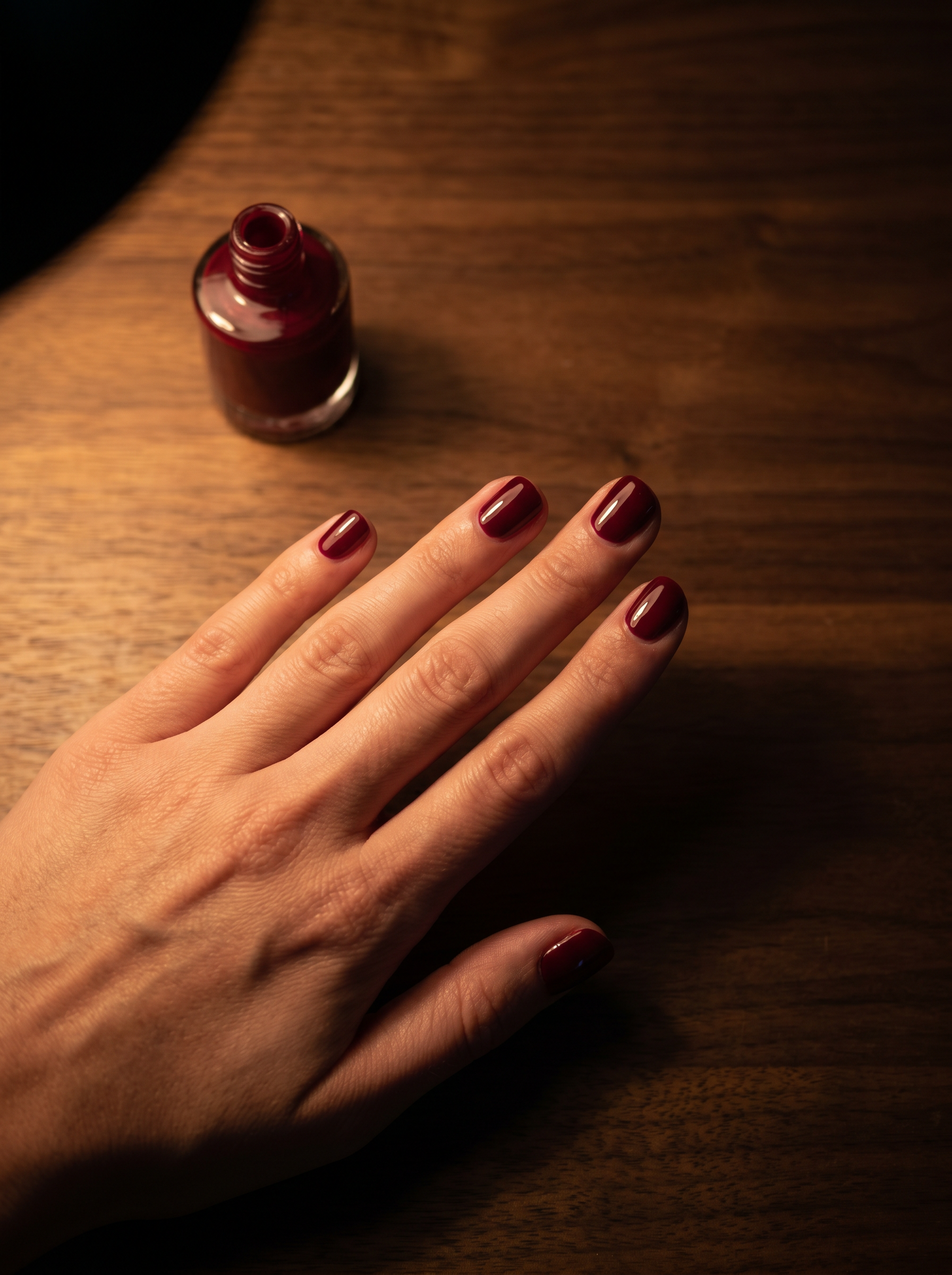 Shellac in tiefem Bordeauxrot